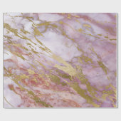 Roze Roze Blush Gold Marble Shiny Glam Cadeaupapier (Vlak)
