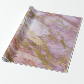 Roze Roze Blush Gold Marble Shiny Glam Cadeaupapier (Uitgerold)