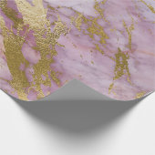 Roze Roze Blush Gold Marble Shiny Glam Cadeaupapier (Hoek)