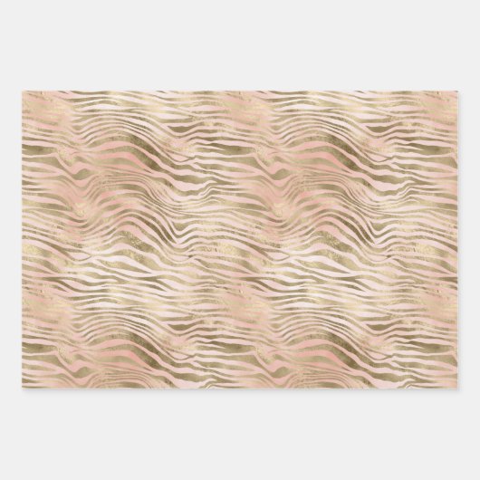 Roze Roze Blush Gold Zebra print Inpakpapier Vel (Voorkant)