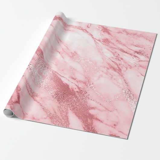 Roze Roze Blush White marble Molten Pastel VIP Cadeaupapier (Uitgerold)