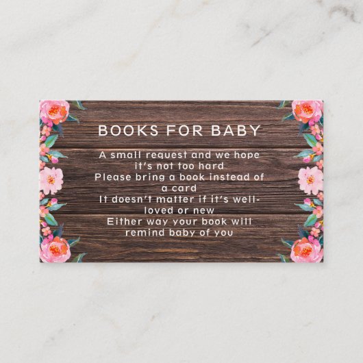 Roze roze boeken voor Baby Informatiekaartje (Voorkant)