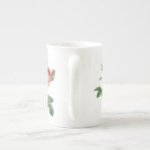 Roze roze  botanische illustratie porselein kop (Achterkant)