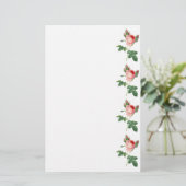 Roze roze  botanische illustratiegrens briefpapier (Staand voorkant)