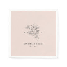 Roze Roze Botanische Monogram Elegante Trouw