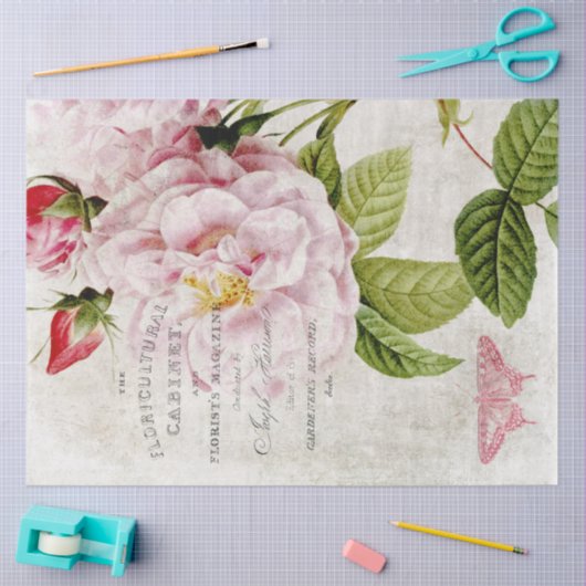  roze roze botanische ontvlechting tissuepapier (Craft)