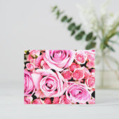 Roze roze bouquet briefkaart (Staand voorkant)