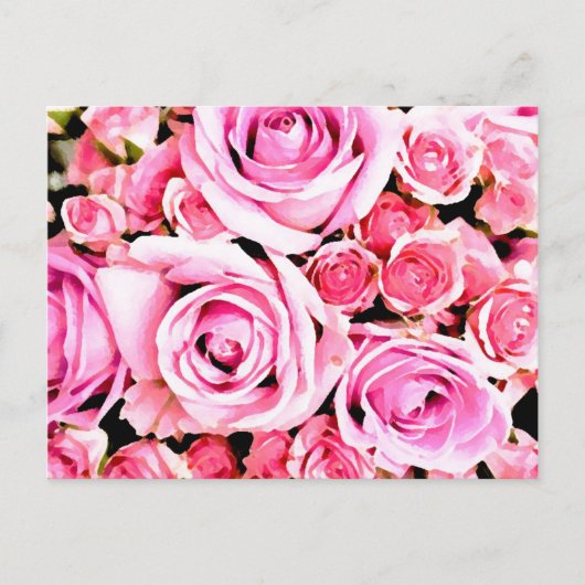 Roze roze bouquet briefkaart (Voorkant)