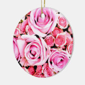 Roze roze bouquet keramisch ornament (Links)