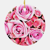 Roze roze bouquet keramisch ornament (Achterkant)