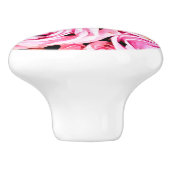 Roze roze bouquet keramische knop (Zijkant)