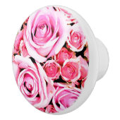 Roze roze bouquet keramische knop (Rechts)