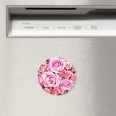 Roze roze bouquet magneet (Insitu (Vaatwasser))