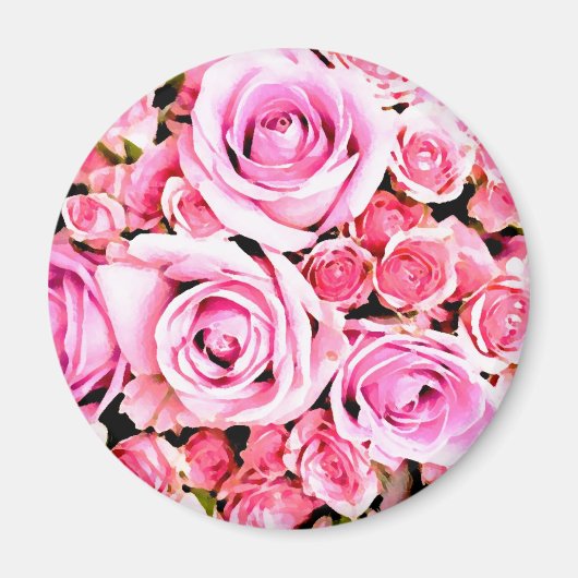Roze roze bouquet magneet (Voorkant)