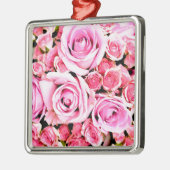 Roze roze bouquet metalen ornament (Links)