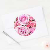 Roze roze bouquet ronde sticker (Envelop)