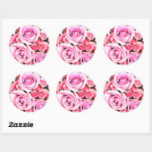 Roze roze bouquet ronde sticker (Vel)