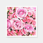 Roze roze bouquet servetten (Voorkant)