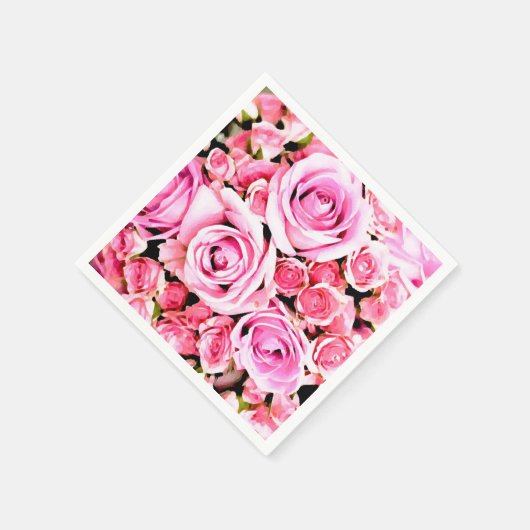 Roze roze bouquet servetten (Hoek)