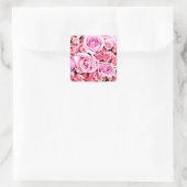 Roze roze bouquet vierkante sticker (Tas)