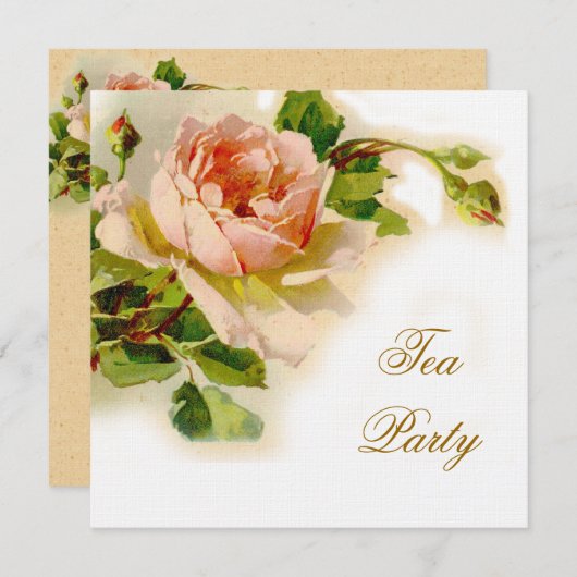  roze roze bridale theepartij kaart (Voorkant / Achterkant)