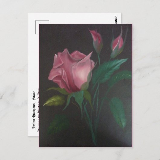 Roze roze Briefkaart Buds (Voorkant / Achterkant)