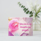 Roze roze Briefkaart "Je bent in mijn gebeden" (Staand voorkant)