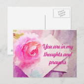 Roze roze Briefkaart "Je bent in mijn gebeden" (Voorkant / Achterkant)