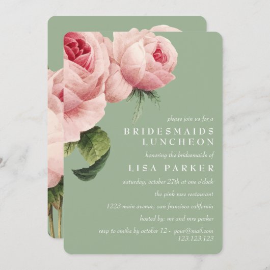 roze roze bruidsschat kaart (Voorkant / Achterkant)