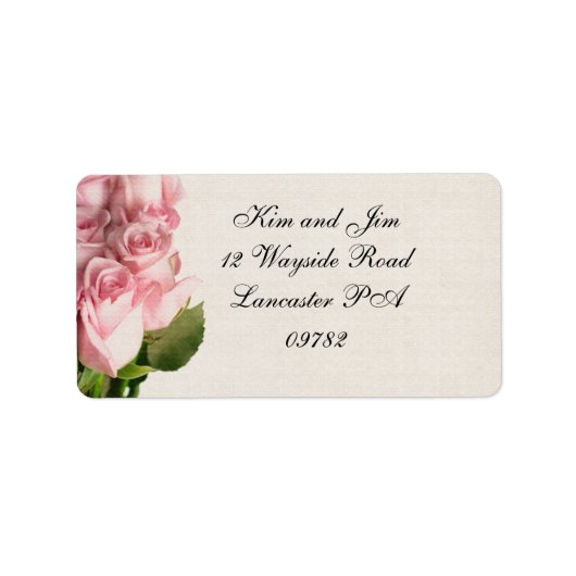 Roze Roze Bruiloft Adres Label (Voorkant)