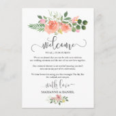 Roze Roze Bruiloft Gast Route Geïllustreerd Advieskaart (Achterkant)