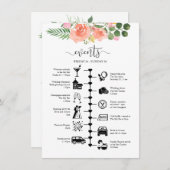 Roze Roze Bruiloft Gast Route Geïllustreerd Advieskaart (Voorkant / Achterkant)