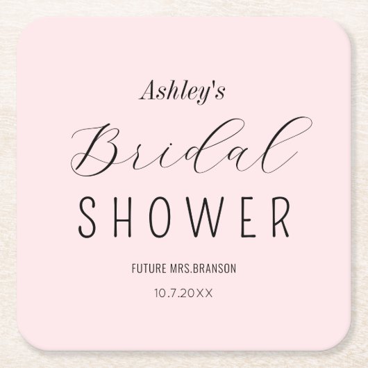 Roze Roze Bruilofts Bruiloftslunch Kartonnen Onderzetters (Voorkant)