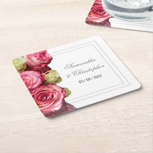 Roze roze bruinbruin kartonnen onderzetters (Schuin)