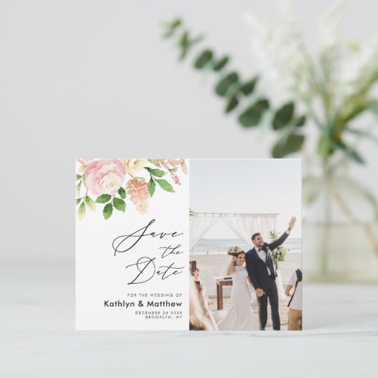 Roze roze bruine bruinbruidsbruinbruid sparen de d aankondigingskaart (Staand voorkant)