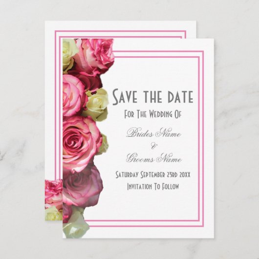 Roze roze bruinroze bruiloft met uitzondering van  aankondigingskaart (Voorkant / Achterkant)