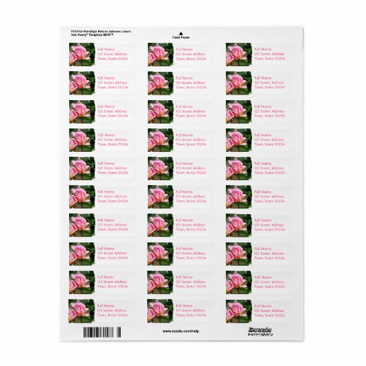 Roze Roze Bud Mailing Labels (Full Sheet)