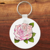roze roze Button Sleutelhanger (Voorkant)