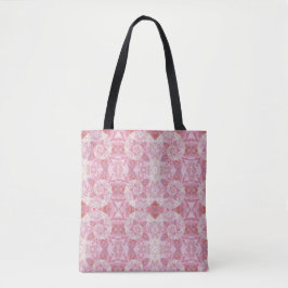 Roze Roze caleidoscoop Mandala Tote Bag