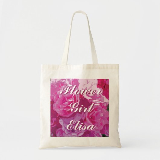 Roze roze canvas tas | Gepersonaliseerde naam (Voorkant)