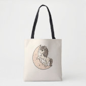 Roze Roze Celestiale Maan & Sterren Eenhoorn Tote Bag (Voorkant)