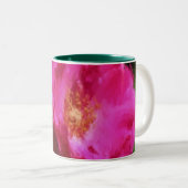 Roze Roze Chalk Tekening Floral Art Tweekleurige Koffiemok (Voorkant rechts)