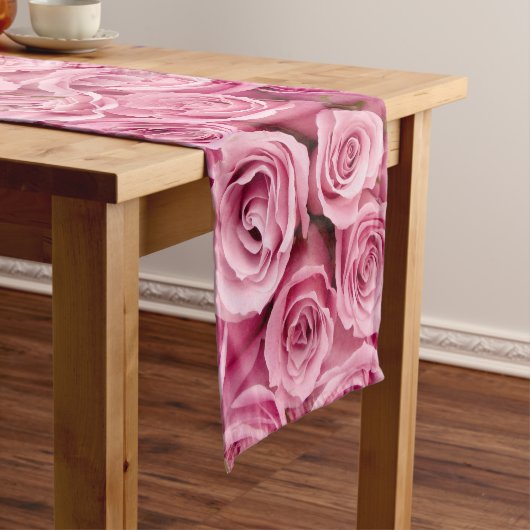 roze roze collage korte tafelloper (Voorbeeld)