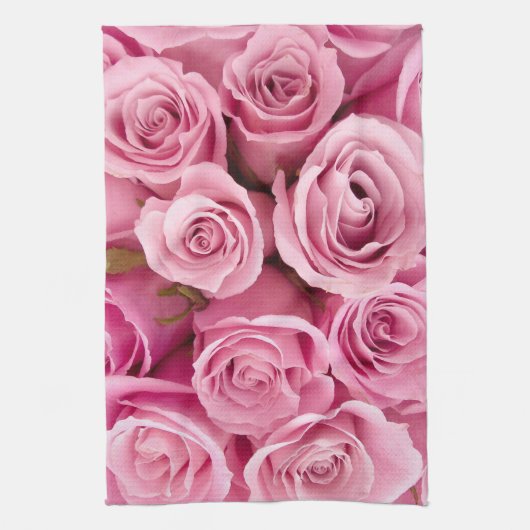 roze roze collage theedoek (Verticaal)