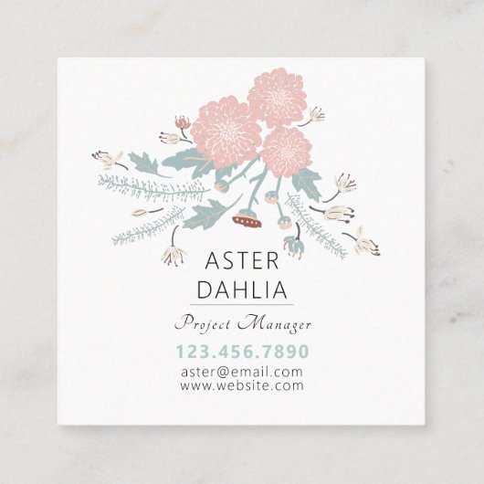 Roze roze crème blauw Volledige afdruk maken Vierkante Visitekaartje (Achterkant)