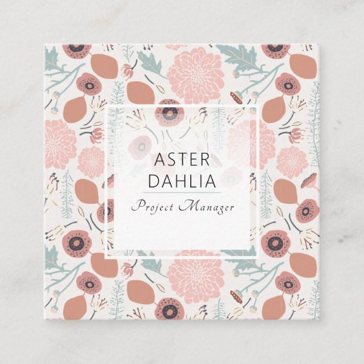 Roze roze crème blauw Volledige afdruk maken Vierkante Visitekaartje (Voorkant)