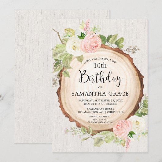 Roze roze crème floral kaart (Voorkant / Achterkant)