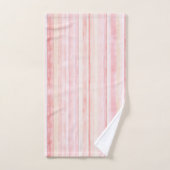 Roze Roze Crème Strepen Bad Handdoek (Handdoek)