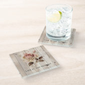 Roze Roze Crème Wit Faux Hout Glazen Onderzetter (Schuin)