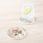 Roze Roze Crème Wit Faux Hout Zandsteen Onderzetter (Zijkant)